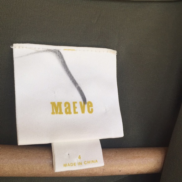 ANTHRO Maeve 100% Silk Ida Shirt Dress in Olive 4 - Picture 7 of 8